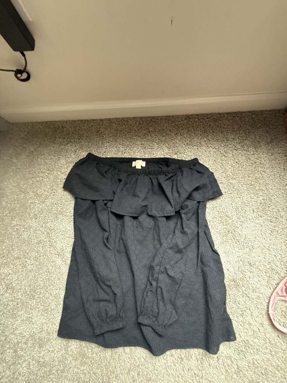 Michael Kors Off-the-Shoulder Ruffle Long Sleeve Top Black